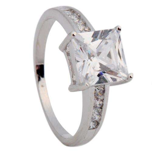 Ladies Stunning 10K White Gold Filled Ring with White Sapphire (Size 7)